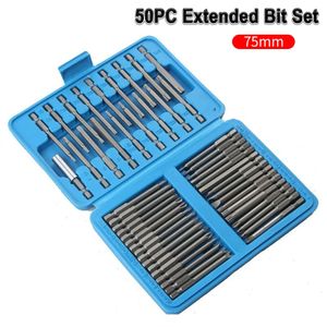 Conjunto de bits de segurança crv chave de fenda profissional 14 bits conjunto longo torx cabeça plana hex driver bits para uso doméstico 240131