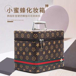 Koreansk version Little Bee Pu Box With Mirror, Mobile Beauty Bagage Storage, Portable Makeup Bag 2024 78% RABATT