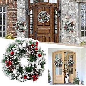 Flores decorativas guirlanda de natal baga artesanal floral porta frontal rústica reunida com decorações ao ar livre mistas