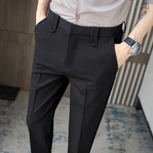 Men's Suits Pantalon Homme 36-28 Summer Ankle Length Slim Fit Business Men Clothes Suit Pants Simple All Match Formal Wear Straight Trousers