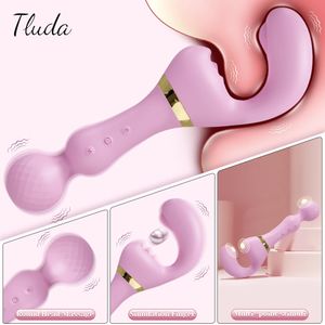 Güçlü 2 In 1 AV Vibratör Kadın Sihirli Değnek Klitoris Stimülatör USB Şarj 20 Mod G Spot Masaj Seks Oyuncakları Dildo Kadınlar için 240202