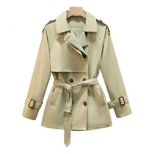 Spring Autumn Fashion Temperament Trench Coat midja Slim Coat Women 240202