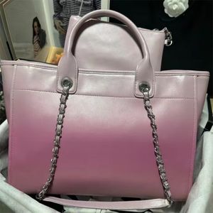 Designer Tote Gradient Pink Bag märke C Topphandtag Shopping Gradient Style Letter Mönster strandpåse stor kapacitet axel rem läder rese tygväska handväska