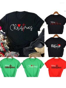 Women's T Shirts Christmas Christian Women Graphic Cross Jesus Believe Aesthetic Harajuku T-shirt Xmas Gift Tees Tops Camisetas Mujer