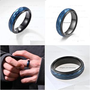 Band Rings Tungsten Steel Rhombus Black Contrast Color Ring For Men Women Hip Hop Fashion Fine Jewelry Drop Delivery Dhvht