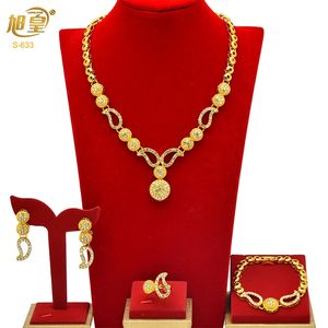 XuHuang Dubai Africano Colore Oro 4 Pezzi Gioielli da Sposa per Le Donne Gioielli Etiope Festa di Nozze Fidanzamento Accessori Regali 240123