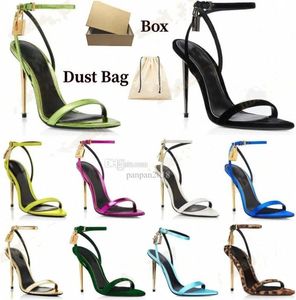 Elegant Brand Women Shoes Padlock Pointy Naked Sandals Shoes Hardware Lock and key Woman Metal Stiletto Heel Party Dress Wedding to-for-heel