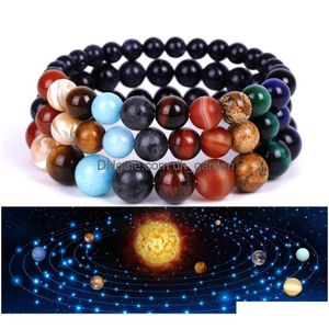 Perlen Acht Planeten Naturstein Stränge Armband Frauen Herren Armbänder Perlen Armreifen Modeschmuck Will And Sandy Drop Lieferung Dhunv