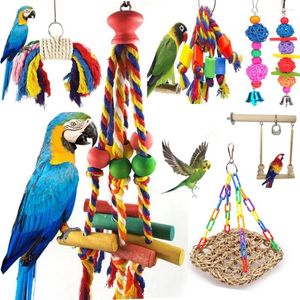 Other Bird Supplies Parrot Chew Toy Cotton Rope Birds Bite Bridge Tearing Toys Cockatiels Training Hang Swings Cage