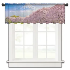 Cortina fuji montanha cereja árvore cenário nuvem pequena janela tule sheer curto sala de estar decoração casa voile cortinas