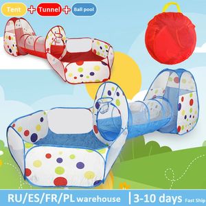 IMBABY Box per Bambini Pieghevole 3 in 1 Tunnel Tenda Giocattolo Palline Piscina per Bambini Casa da Gioco Strisciante per Interni per Bambini 240202