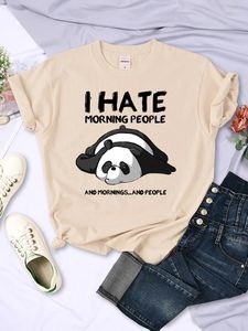 Damen T-Shirts Lazy Panda I Hate Morning People Anime Print Damen T-Shirt O-Ausschnitt Street Tops Casual Style T-Shirts Kurzarm Damen