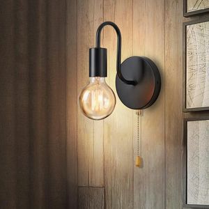 Lâmpadas de parede Nordic Industrial Lâmpada Ferro Preto E27 Iluminação Interior Cabeceira Banheiro Quarto Sconce Luminária Decoração