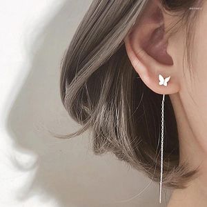 Dangle Earrings Long Tassel Butterfly Drop Silver Color 2024 Fashion Hanging Women Summer Jewelry Girls Party Gifts Earring