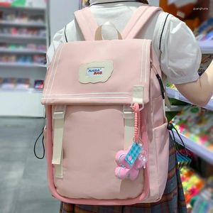 Sacos escolares senhora na moda bonito rosa livro mochila mulheres bolsa para laptop kawaii moda menina viagem faculdade feminina estudante de nylon