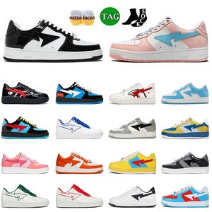 Top Fashion Low skate Sk8 STA Casual Shoes Designer Bapestaes Patent Czarno-Białe różowe zielone mężczyźni kobiety jogging marszcze