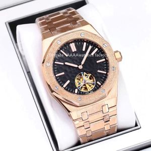 gold and silver watches New Royal Tourbillon Watch Automatic Mechanical Watch Men's Frosted Ring Mouth All Stainless Steel Fashionable Matching wristwatches