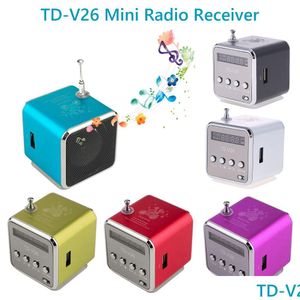 Радио Tdv26 Mini FM Цифровые портативные колонки Поддержка приемника Tf Card Встроенный линейный вход O Входной интерфейс U Disk 230830 Drop Deliver Dhcma