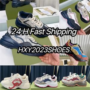 2024 Sıcak G Tasarımcı Rhyton Sıradan Ayakkabı Çok Modin Erkek Erkekler Kadın Eğitmenler Vintage Chaussurs Platform Spor Sneaker Çilek Mouse Ağız Spor ayakkabılar