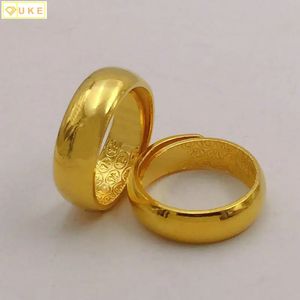 Cópia pura da Baifu Real 18k Ouro Amarelo 999 24k En Faced Homens e Mulheres Casais de Casamento;Anel por muito tempo nunca desbota joias 240125
