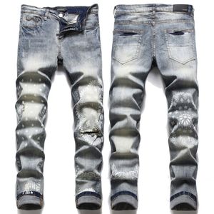 Amirii jeans kvinnor förstör lyxdesigner mager elastiska mens baggy jean amirii kvinnors byxor hål man rak denim byxor blixthopphopphop amirii staplade jeans 468