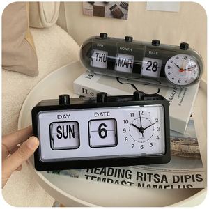 Creative Vintage Flip Clap Clock Menomical Alarm Desktop Digital Clock z Zegdakiem Kalendarzowym Dekorcem domu Vintage Decor 240119