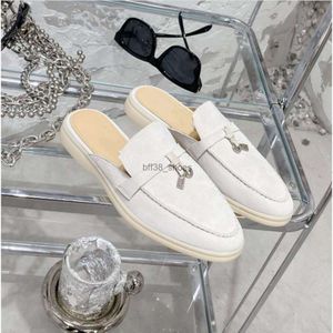 Loro-Schuhe für Frauen lässige Pantoffeln Klassische Sandalen Slipper Schuhe Flachrutsche Slipper Designer Hoch elastische Rindfleisch Sehnengröße 36-46