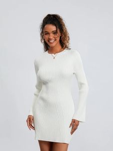 Lässige Kleider Damen Pulloverkleid Einfarbig Zopfmuster Langarm Stehkragen A-Linie Mini 2024 Herbst Winter