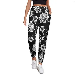 Kvinnors byxor chic barock blommig jogger retro blommor tryck streetwear joggers spring casual design big size byxor födelsedag present