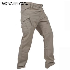 Calças masculinas militari tático exército carga calças multi bolsos safari estilo calças à prova dwaterproof água masculino streetwear caminhadas plus size S-6XL 240124