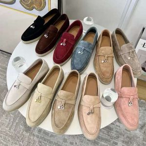Designer Luxury Loro Shoes Tod LP Shoes For Womens Mens High Quality Cashmere Leather Man Loafers High Elastic Beef Sendon Botten Fashion Casual Flat Heel Shoe Shoe