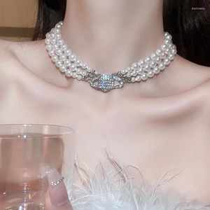 Choker Fashion Crystal Planet Multilayer Pearl Necklace Baroque Clavicle Chain Collares Wedding Birthday Anniversary Jewelry