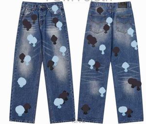 23ss New Mens Jeans Designer Make Old Washed Chrome Straight Trousers Heart Letter Prints Long Style Hearts Purple Chromees 638in2dt