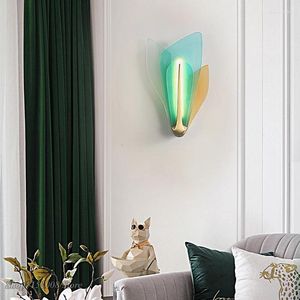 Wall Lamp Modern Copper Stained Glass Decorative Simple Background Art Decor Bedside Living Room CorridorWall Lights