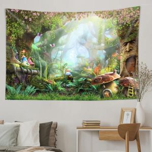 Tapestries Fantasy Fairytale Dreamy Mushroom Tapestry Psychedelic Carpet Bohemian Home Decor Witchcraft Hippie Kids Room Wall Tapestr