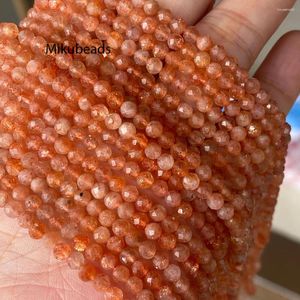 Loose Gemstones Natural Brazil A Golden Sunstone 4.3mm Faceted Shinny Round Stone Beads For Jewelry Making DIY Bracelet Necklace Strane