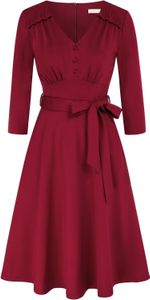 Belle Poque Women's Vintage Dress with Pockets Elegant Formal Work Dresses 3/4 Sleeve Cocktail Dress