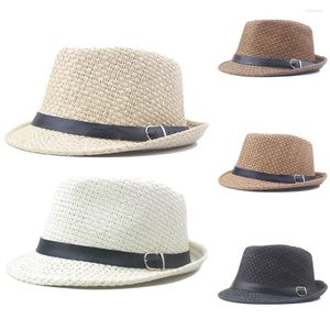 Berretti da uomo retrò in paglia jazz cappello a cilindro cappelli stile Fedora berretti da sole cappelli Panama cappelli estivi protezione solare esterna visiera berretto da spiaggia casual per uomo donna