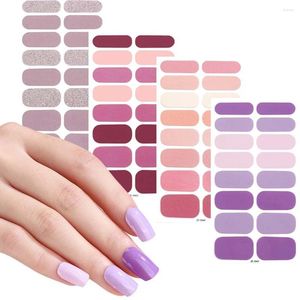 Unhas falsas cor sólida cobertura completa pontas de unhas autoadesivas decalques gradientes decorações acessórios de manicure adesivos