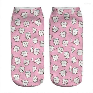 Kobiet Socks Women's Kawaii Zabawny bezproblemowy wzór z uroczą zęby Kobieta harajuku szczęśliwa nowość prezent dla dziewczyny za