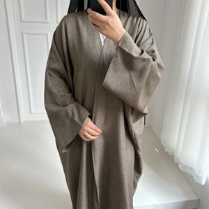 Ethnic Clothing Cotton Linen Open Abaya For Women Kimono Muslim Hijab Dress Casual Plain Abayas Dubai Luxury Turkey Islamic Outfit Kaftan