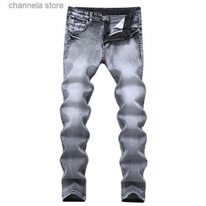 Calças de brim masculinas Mens Grey Jeans Slim Straight Long Calças Denim Versátil Stretch Casual Wear Calças Quatro Temporada Grande Tamanho 40 42 T240205
