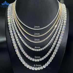 Fine Jewelry Hip Hop 925 Sterling Silver Vvs Moissanites Diamond Cluster Iced Out Tennis Chain Bracelet Necklace for Men Women