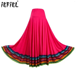 Scen Wear Womens Mexican Flamenco National Standard Dance Kirts Ballroom Tango Performance Costume Folk Dancing Long Ruffled kjol