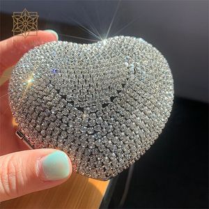 Mini Bling Crossbody Torby Rhinestone Luksusowy diamentowy łańcuch na jedno ramię w kształcie serca Pudełko Małe kryształowe torby projektanta marka 240126