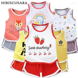 Zestawy odzieży małe dzieci letnie ubrania dla dzieci dla chłopców dziewczęta maluch dzieci bawełna 2pc set tank top spodnie 1-5 lat