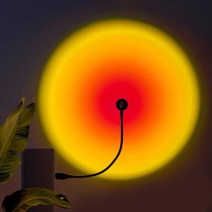 1x USB Sunset Lamp LED Rainbow Neon Night Light Projector Photography Wall Atmosphere Lighting For Bedroom Home Room Decor Gift