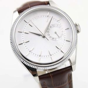 U1 najwyższej klasy AAA Cellini50509 Mechanical skórzana mężczyźni Silver Watch Brown Pass Serie