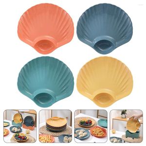 Plates 4 Pcs Dumpling Plate Sushi Plastic Dip Sashimi Dipping Dish Japanese Shell Lunch Bowls For Adults