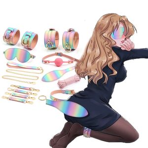 8st Rainbow SM Bondage Collar Mouth Plug Vuxen Games Erotic Toy BDSM Par Flirting Restraints Accessories Sexuell stimulering 240129